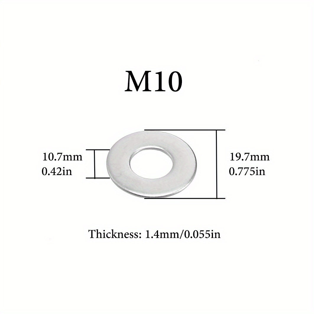 304 Stainless Flat Washer M8 M10 Stainless Steel Fender - Temu