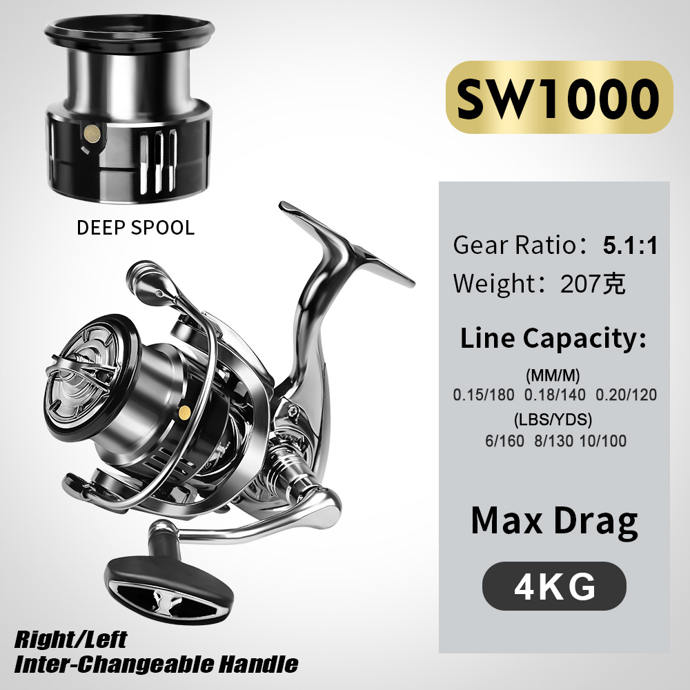 Ultra Smooth Spinning Fishing Reel with CNC Metal Handle and Aluminum Spool  for Freshwater and Saltwater Fishing - 7+1BB
