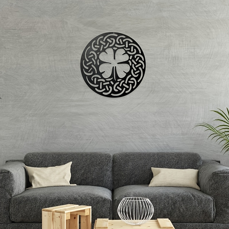 1pc Lucky Celtic Symbol Wall Decor, Metal Four Leaf Clover Pattern Wall Hanging Art Decal Plaque, For Home Bedroom Living Room Study Porch Decor,Halloween Room Decor Goth,wall Decor,home Decor