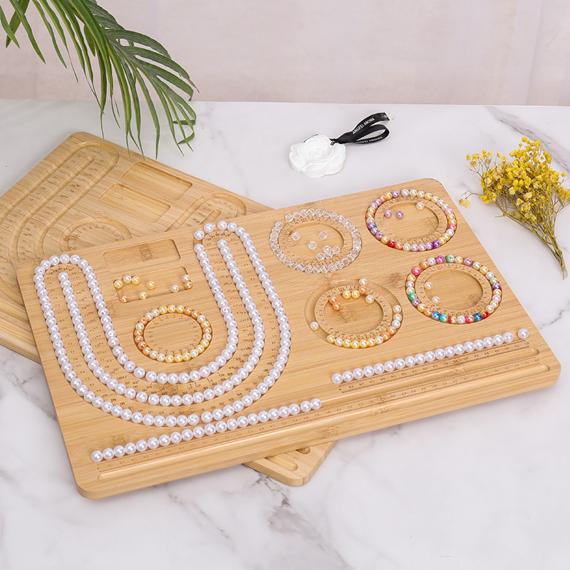 Beading Board for Jewelry Making, Bamboo Bead Boards for Jewelry Bracelet Making Beading Mats Trays Wooden Bracelet and Necklaces Jewelry Design
