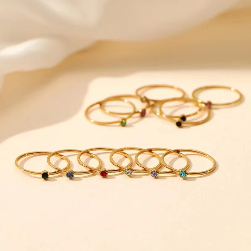 Zircon Rings for Women Stainless Steel Gold Color 2024 New Trend