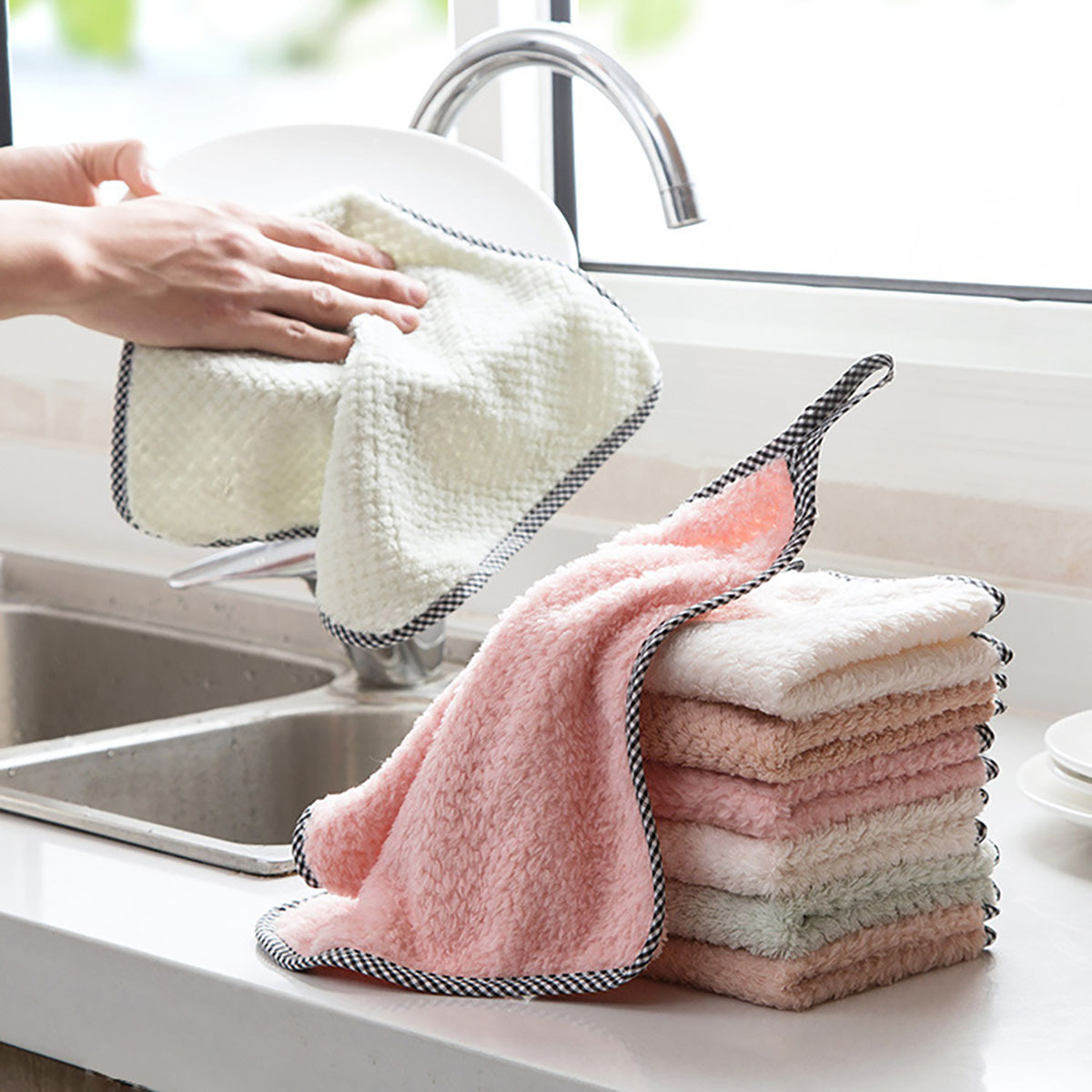 Kitchen Dish Cloths, Coral Fleece Microfiber Dish Towels, Soft Absorbent  Towels, Reusable, Machine Washable For Kitchen, Bathroom, Car, Window - Temu