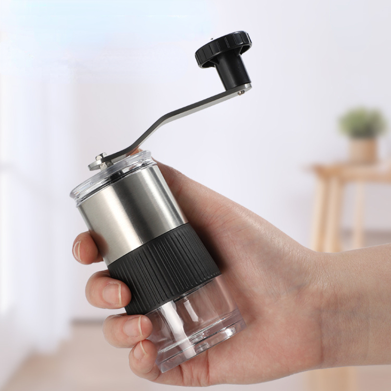 

New Mini Hand Shake Manual Grinding Convenient Stainless Steel Ceramic Core Coffee Bean Grinder Visual Coffee Machine
