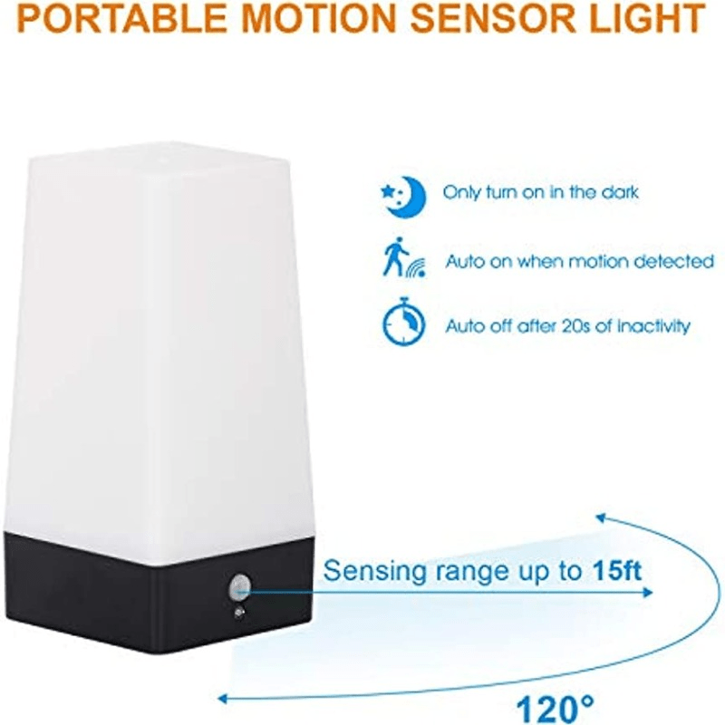 Wireless PIR Motion Sensor LED Table Night Lights, Retro Bed Desk Motion-Activated Lamps PIR Motion, Light Sensor Battery Powered for Home Bedroom