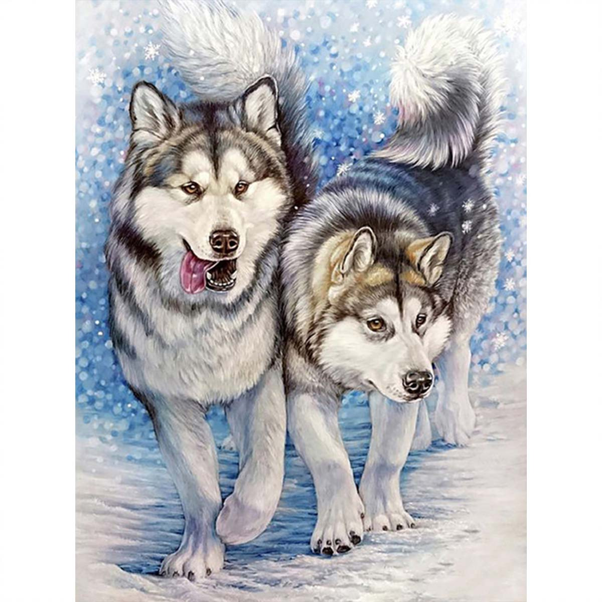 

1pc 5d Artificial Diamond Painting Kits Rhinestones Art For Adults Beginners, Couple Wolf 5d Full Round Rhinestones Painting For Gift Home Wall Decor, 20x30cm/7.9x11.8inch, Frameless