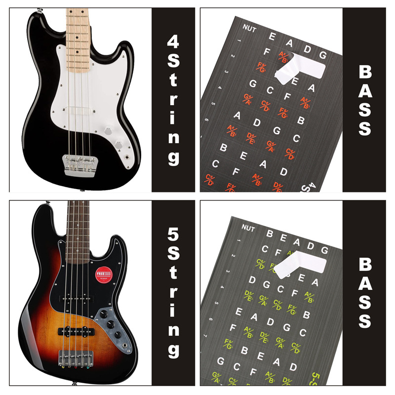 Bass Guitar Scale Sticker Set Learn Notes Chords Scales Ease