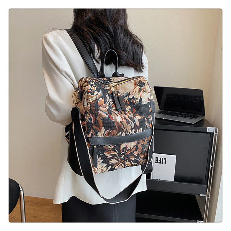 Retro Flower Oil Painting Backpack Purse, Aesthetic Canvas Travel  Schoolbag, Convertible Shoulder Bag For Women - Temu Australia