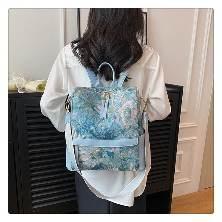 Retro Flower Oil Painting Backpack Purse, Aesthetic Canvas Travel  Schoolbag, Convertible Shoulder Bag For Women - Temu Australia