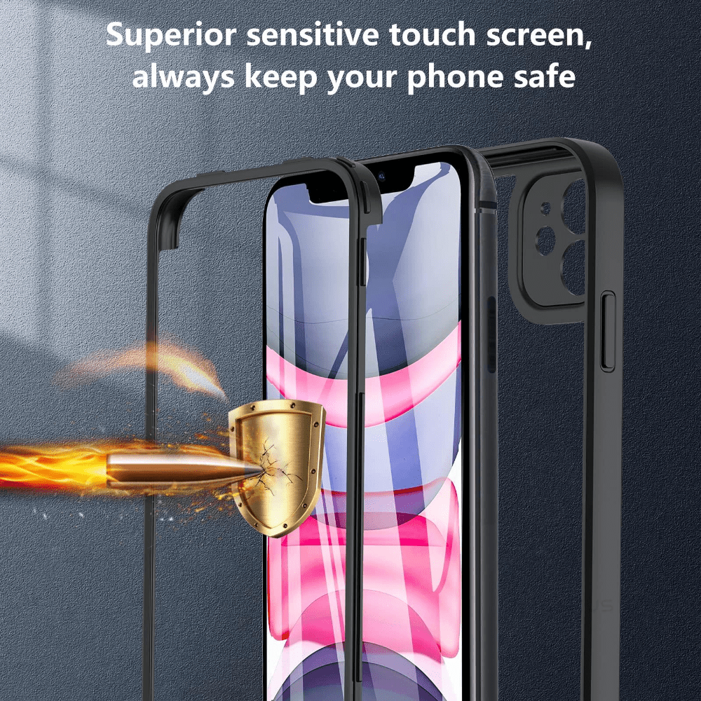 ¡Protege tu iPhone 14/13/12/11 Pro Max con esta funda transparente de 360°  y protector de pantalla incorporado!