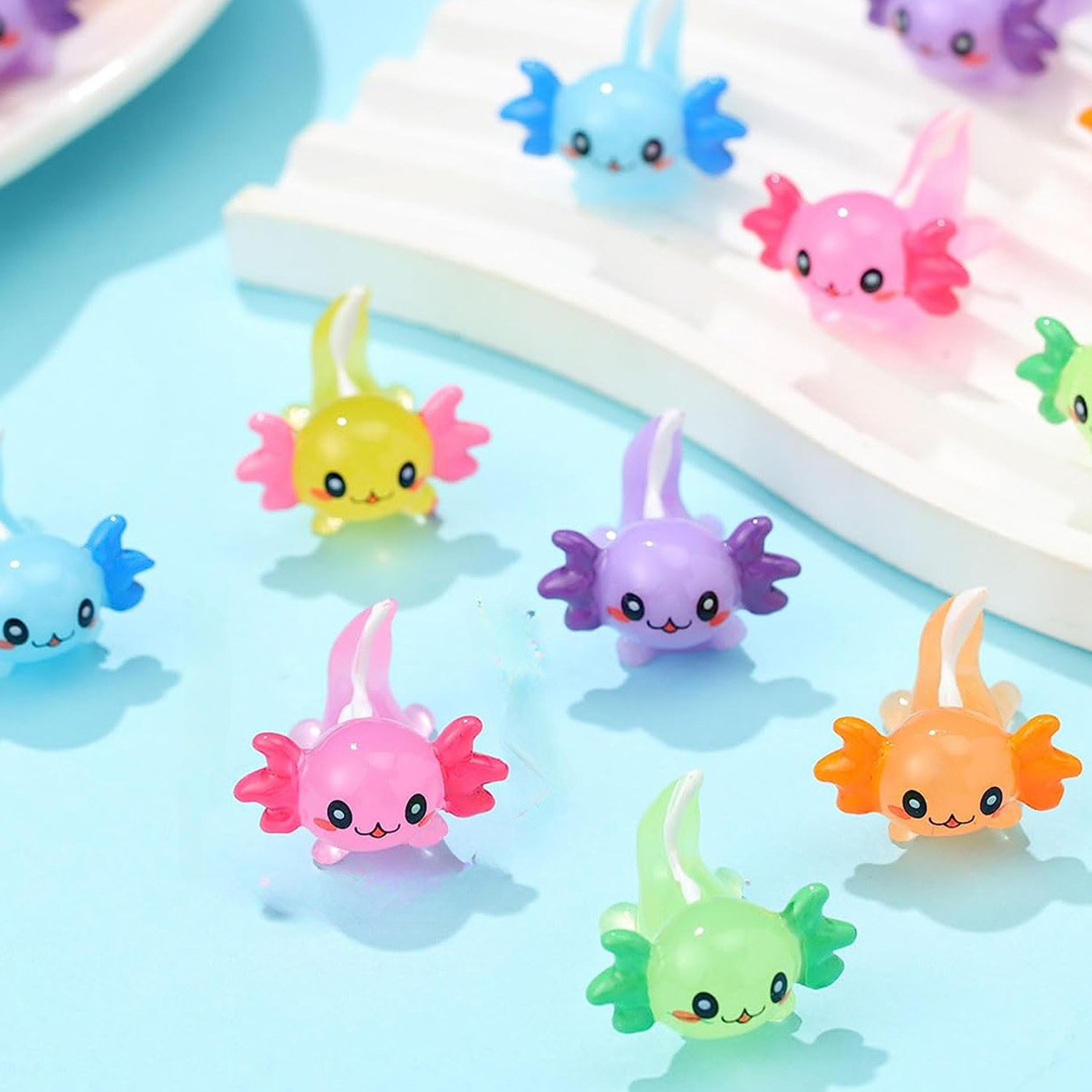 DIY Craft Animals 36Pcs Mini Resin Axolotl Figures - Tiny Cute Animal Toys For DIY Crafts, Dollhouses & Aquarium Decor Dollhouse Aquarium Decorations