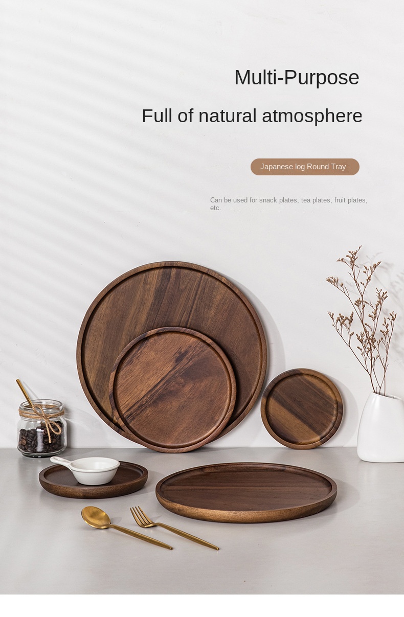 1pc Wooden Round Tray