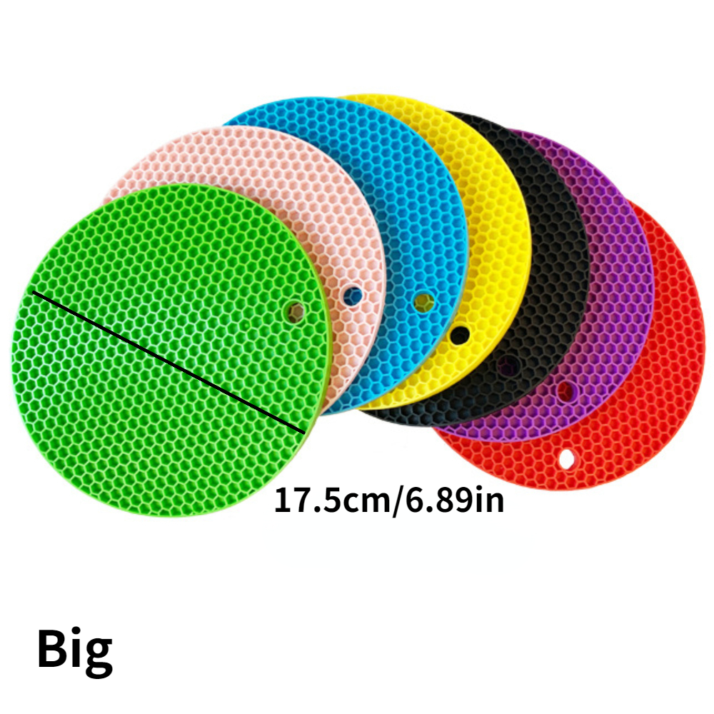 Multicolor Round Heat Resistant Silicone Hot Mat, Size: 17.5cm X