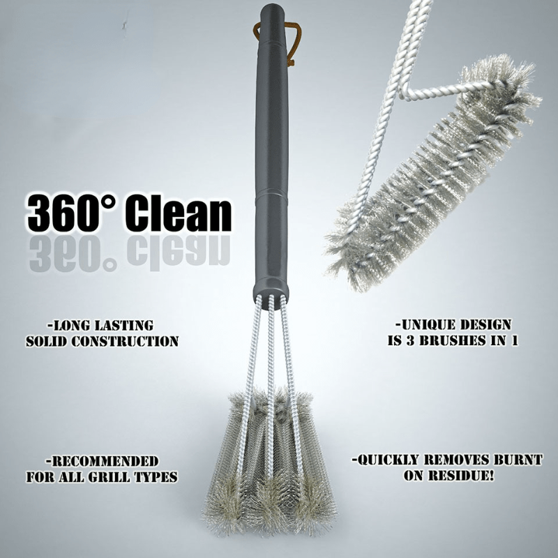 Grill Brush, Extra Strong Bbq Cleaner Accessories, Safe Wire Bristles  Barbecue Triple Scrubbers Cleaning Brush For Gas/charcoal Grilling Grates,  Wizard Tool For Commercial Cleaning Services/shops - Temu