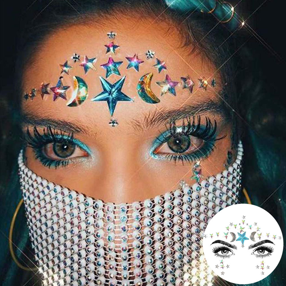 Rhinestone Face Stickers Mermaid Face Gems Jewels Festival Chest