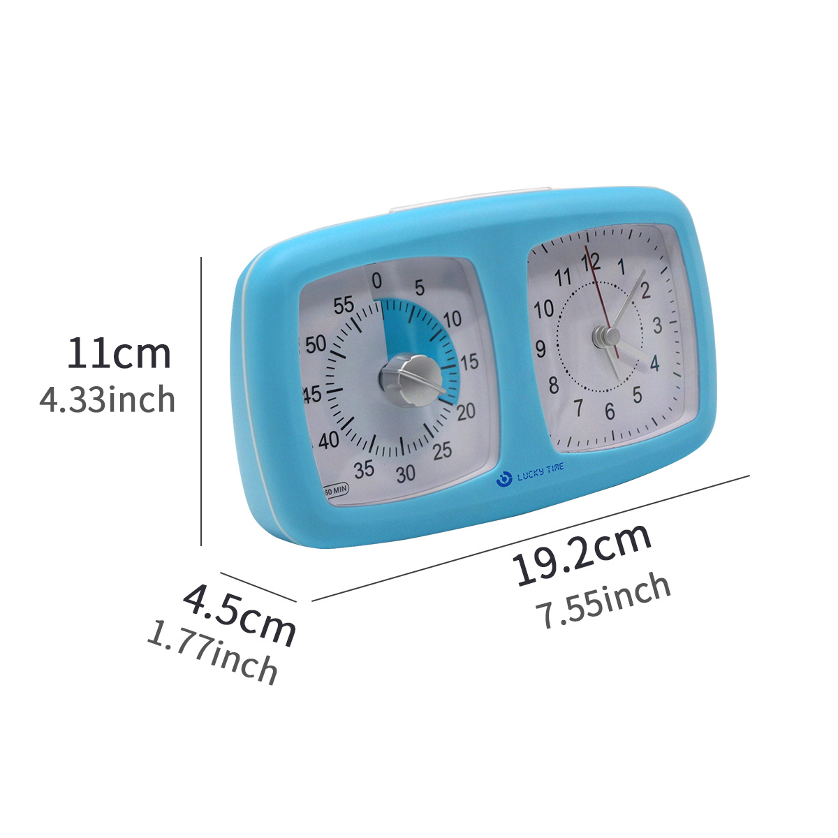 Yunbaoit Visual Analog Timer,Silent Countdown Clock, Time Management Tool  for Kids and Adults (LightBlue)
