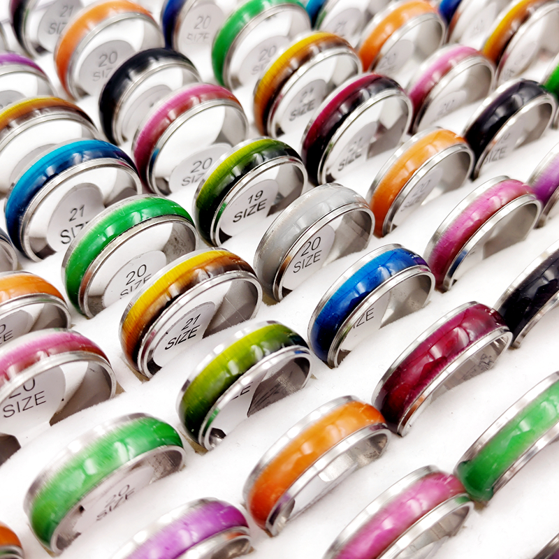 Stainless Steel Opal Rings, Mixed Model Random Shipment
