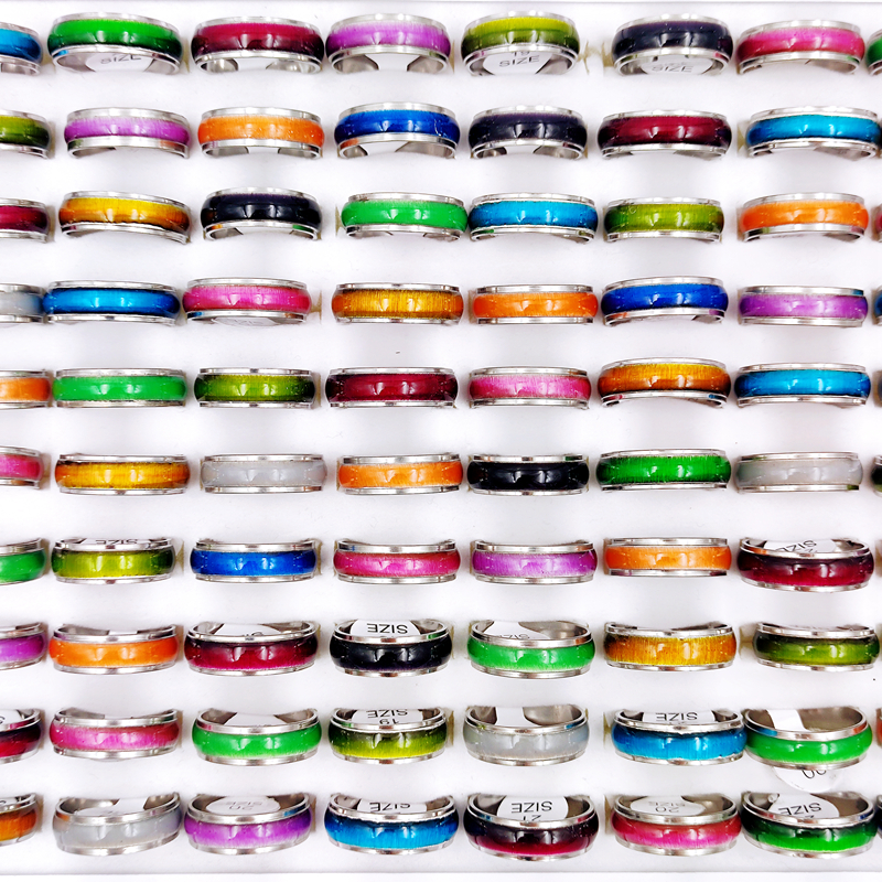 Stainless Steel Opal Rings, Mixed Model Random Shipment