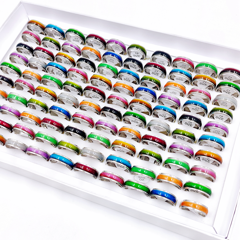 Stainless Steel Opal Rings, Mixed Model Random Shipment