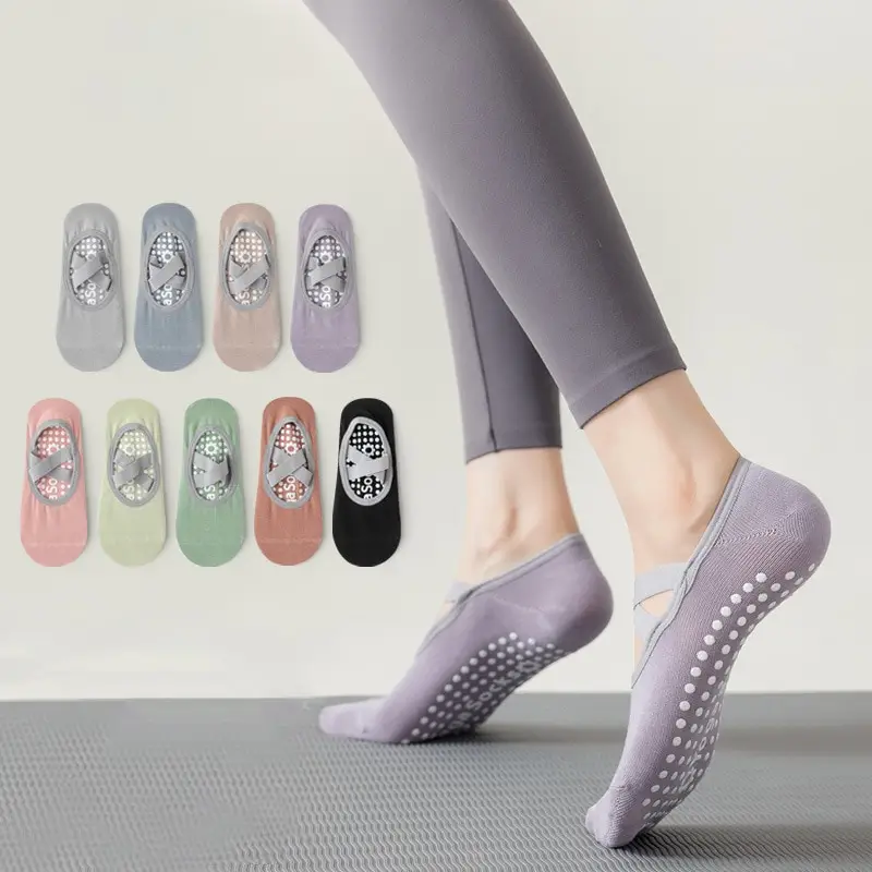 1 Pair Womens Non Slip Pilates Socks Solid Color Ballet Dance