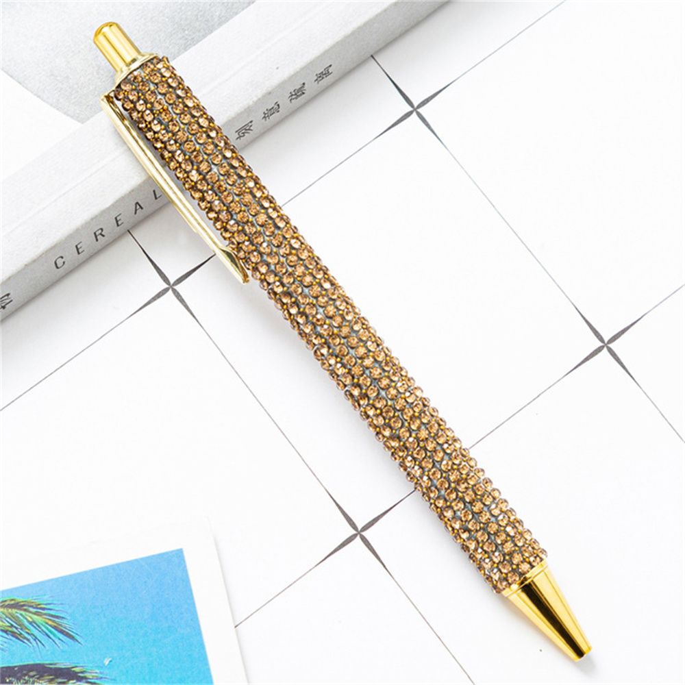 Crystal Pen Diamond Ballpoint Pens Stationery Pen Oily lovely Multi-color  Metal Pen Diamond Ballpoint Pens Gold 
