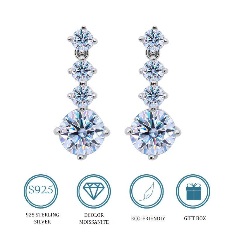 Aurabling S925 Simple Moissanite Earrings, Ear Jewelry - Temu