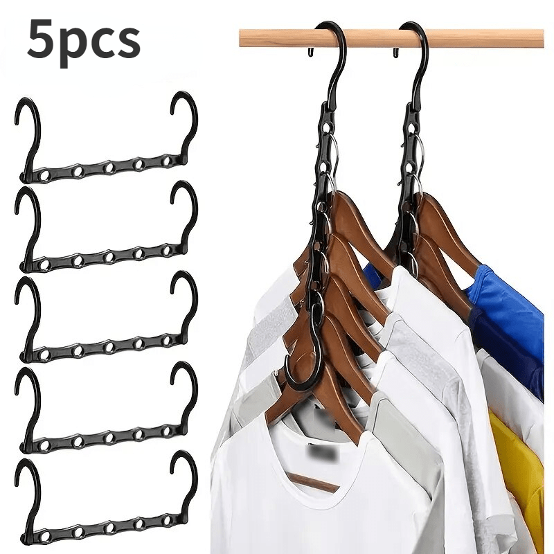 Space Saving Hangers Black Heavy Duty Plastic Closet Hangers - Temu