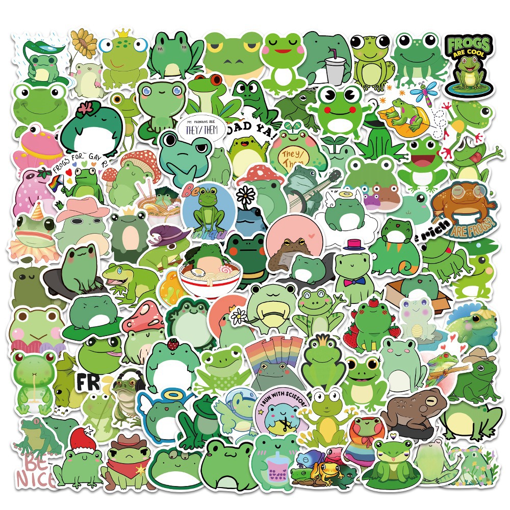 Kawaii Frog Stickers Cartoon Animal Cute Frogs Graffiti - Temu