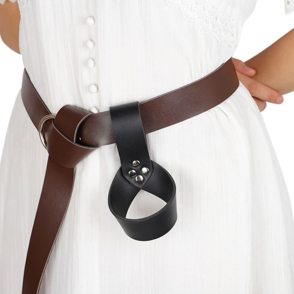  By The Sword Medieval Ring Belt, Black : Clothing