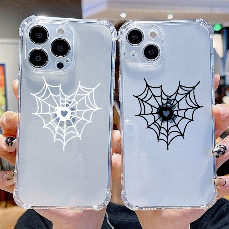 Odhtst Handyhülle Für IPhone 16 Pro Max – Spinnennetz-Design, Rot/schwarz, Stoßfest & Kratzfest