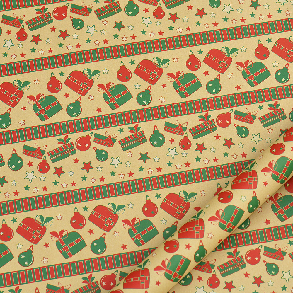 Retro Christmas Kraft Paper Wrapping Paper Cute Cartoon - Temu
