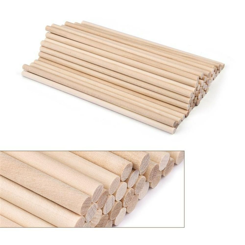 10Pcs DIY Round Wooden Sticks for Crafts Food Ice Lollies and