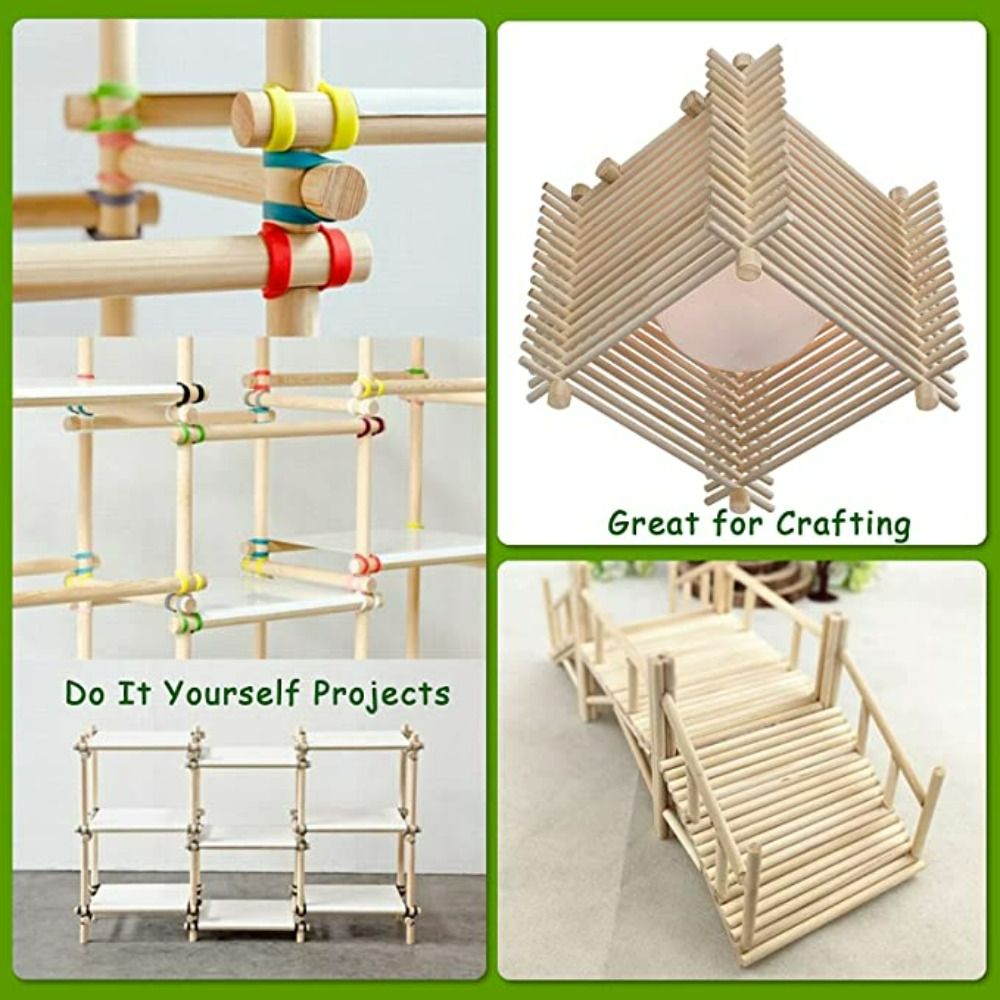 Wooden Building Model Tool, Round Wooden Stick Craft