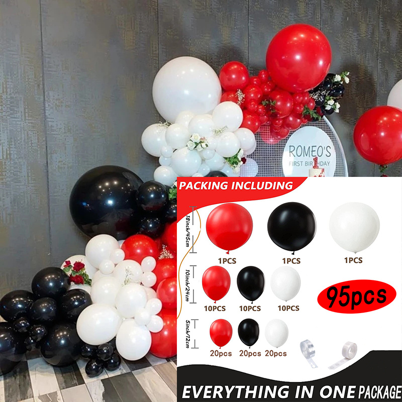 109pcs, Red Black White Balloon Garland Arch Kit Red Confetti Balloons  Wedding Christmas Baby Shower Birthday Party Decor Balloons Party Supplies