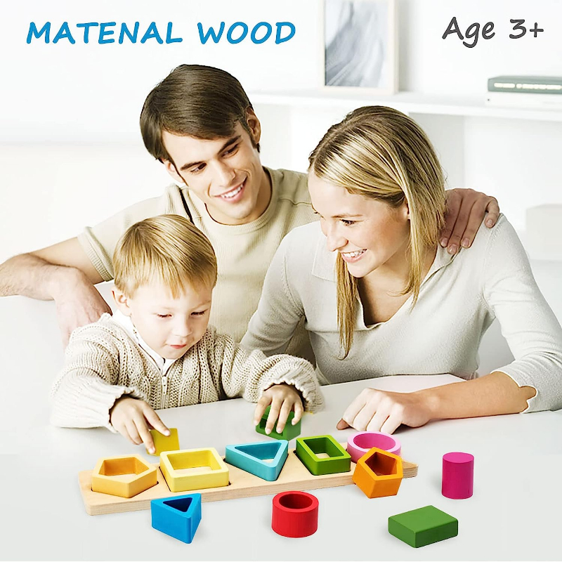 KMTJT Juguetes Montessori para niños de 2 años, clasificador de formas de  madera para niños de 18 meses, juguetes de clasificación y apilamiento de