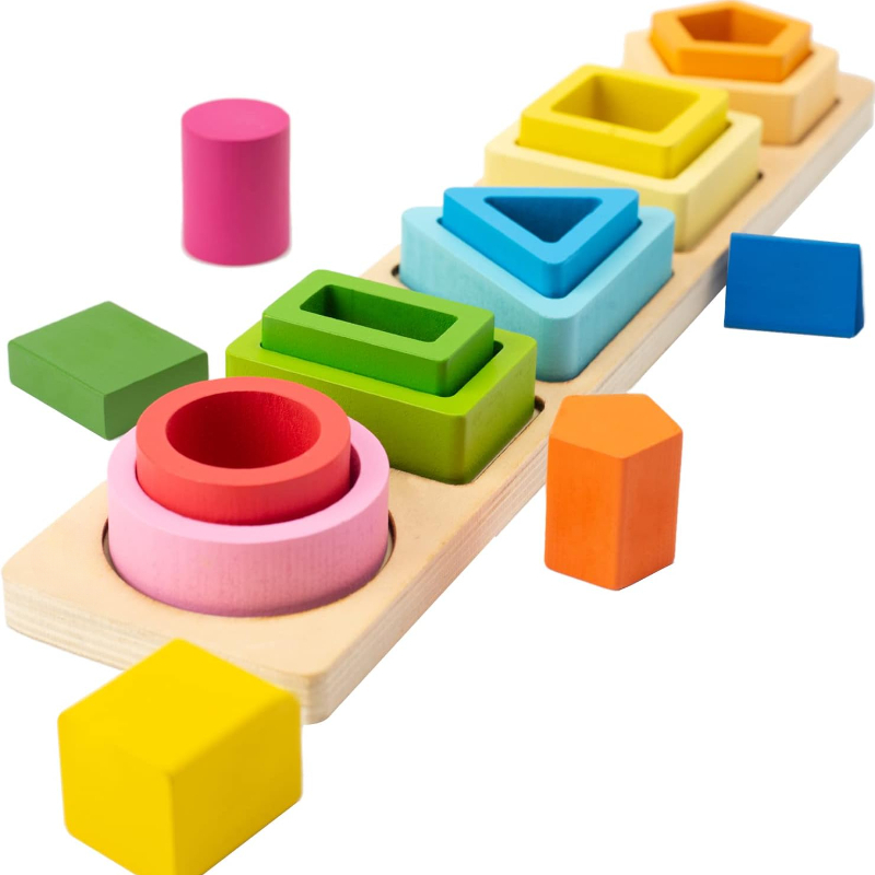 Juguetes Montessori para niños y niñas de 1 a 3 años: Juguetes de  clasificación y apilamiento de madera para bebés y niños pequeños, regalos  educativo