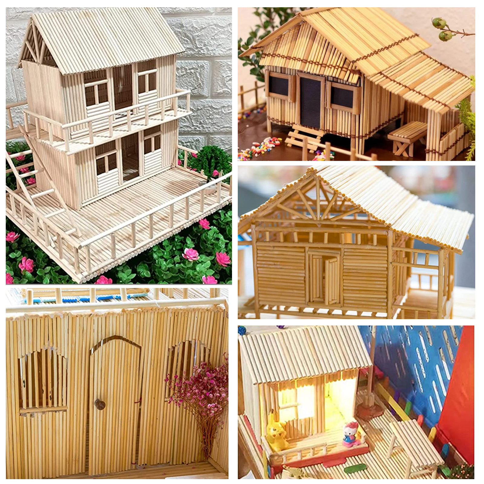 Palitos de madera redondos para palos de madera, modelo de construcción  regalo