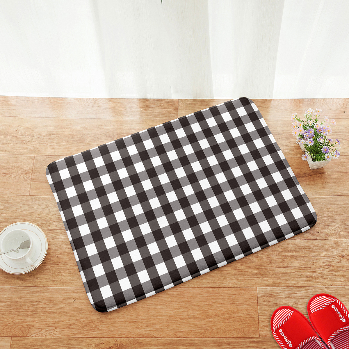 Buffalo Plaid Kitchen Rugs and Mats Non-Slip Washable Absorbent Stain  Resista