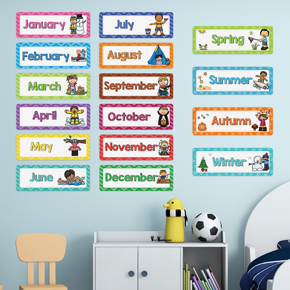 Weather / Season / Months / Week Flashcards Montessori - Temu