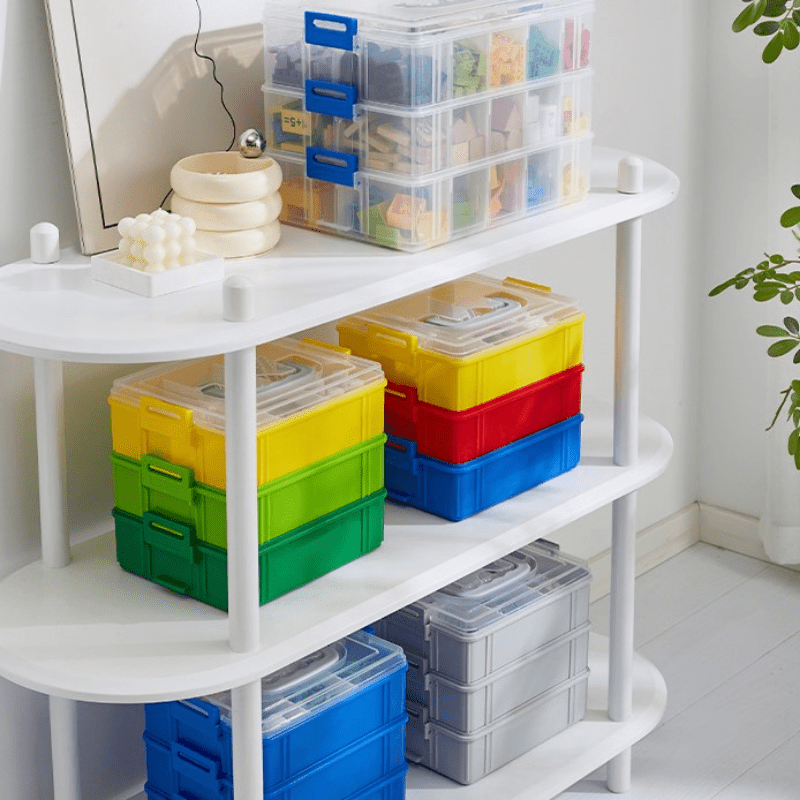 Plastic Storage Organizer for Lego Box Kids Child Toy Stackable Containers  with Lids Bins 3 Layers Adjustable Compartments Building Blocks Chest Case…