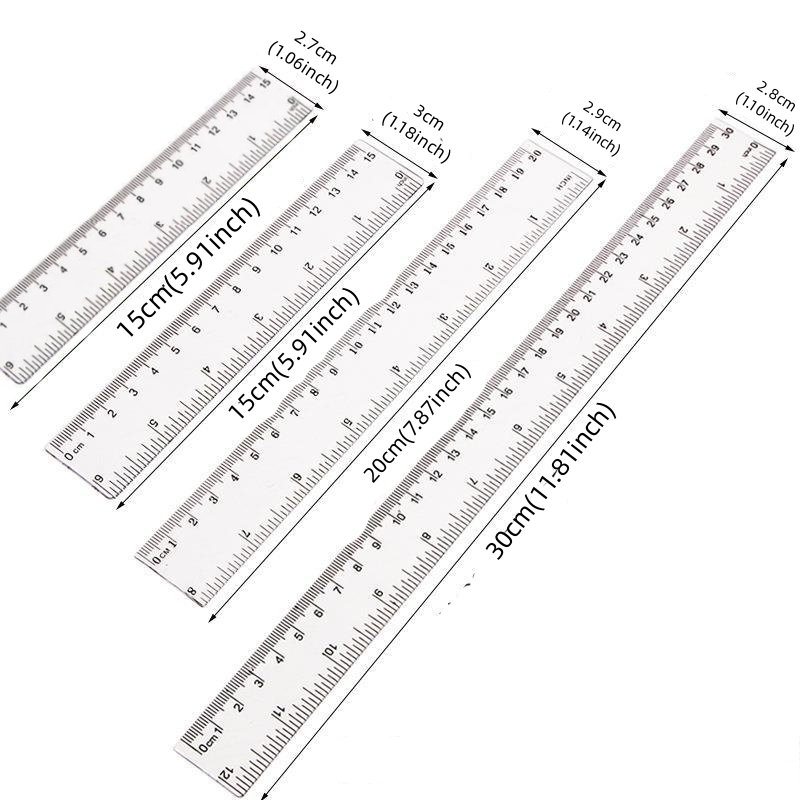 Conjunto 7 Reglas Plástico Transparente Colores Regla 12 - Temu