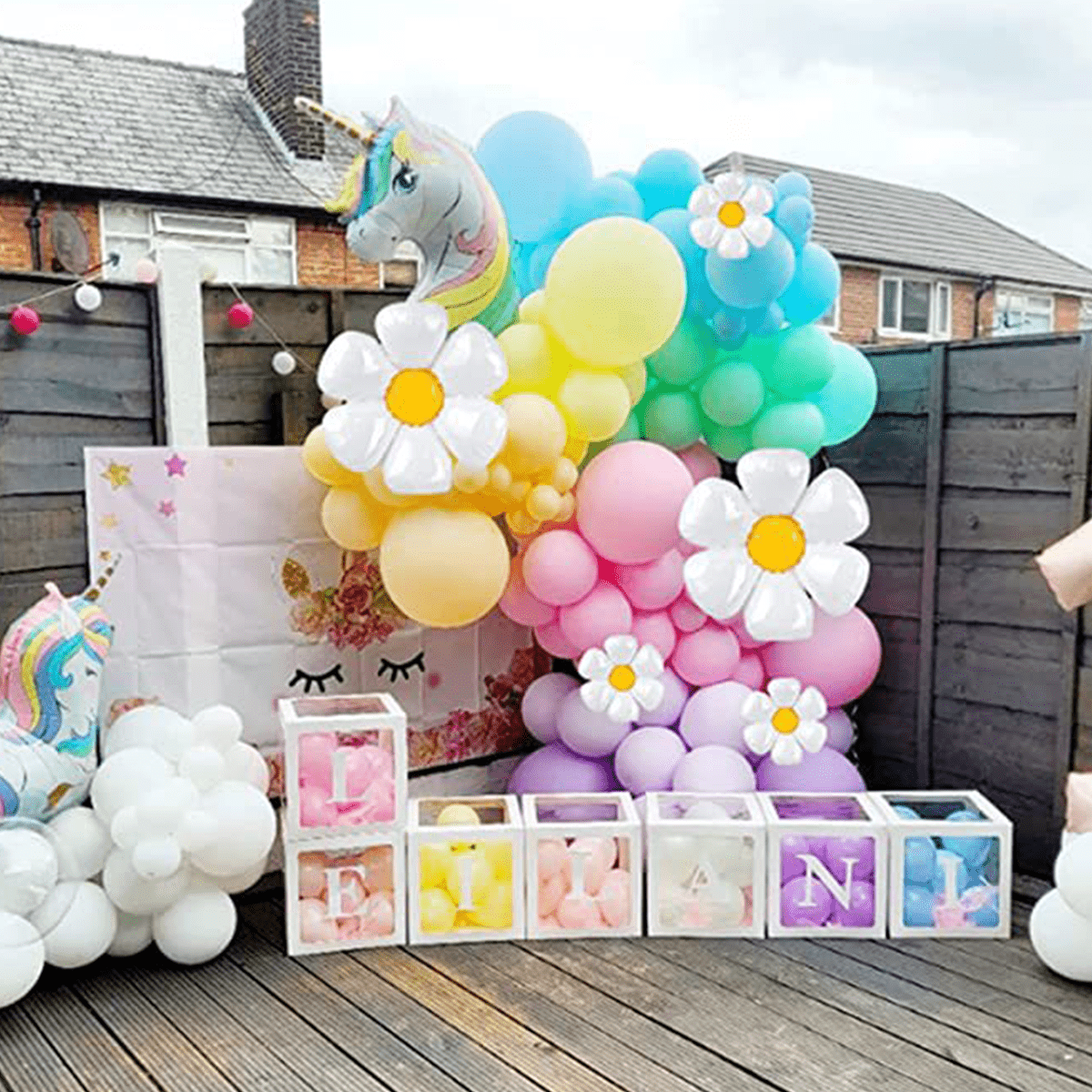 Pastel Rainbow Birthday Decorations for Girls, Happy Birthday Party Decorations, Macaron Pastel Daisly Flower Spring Balloons Garland Arch Kit