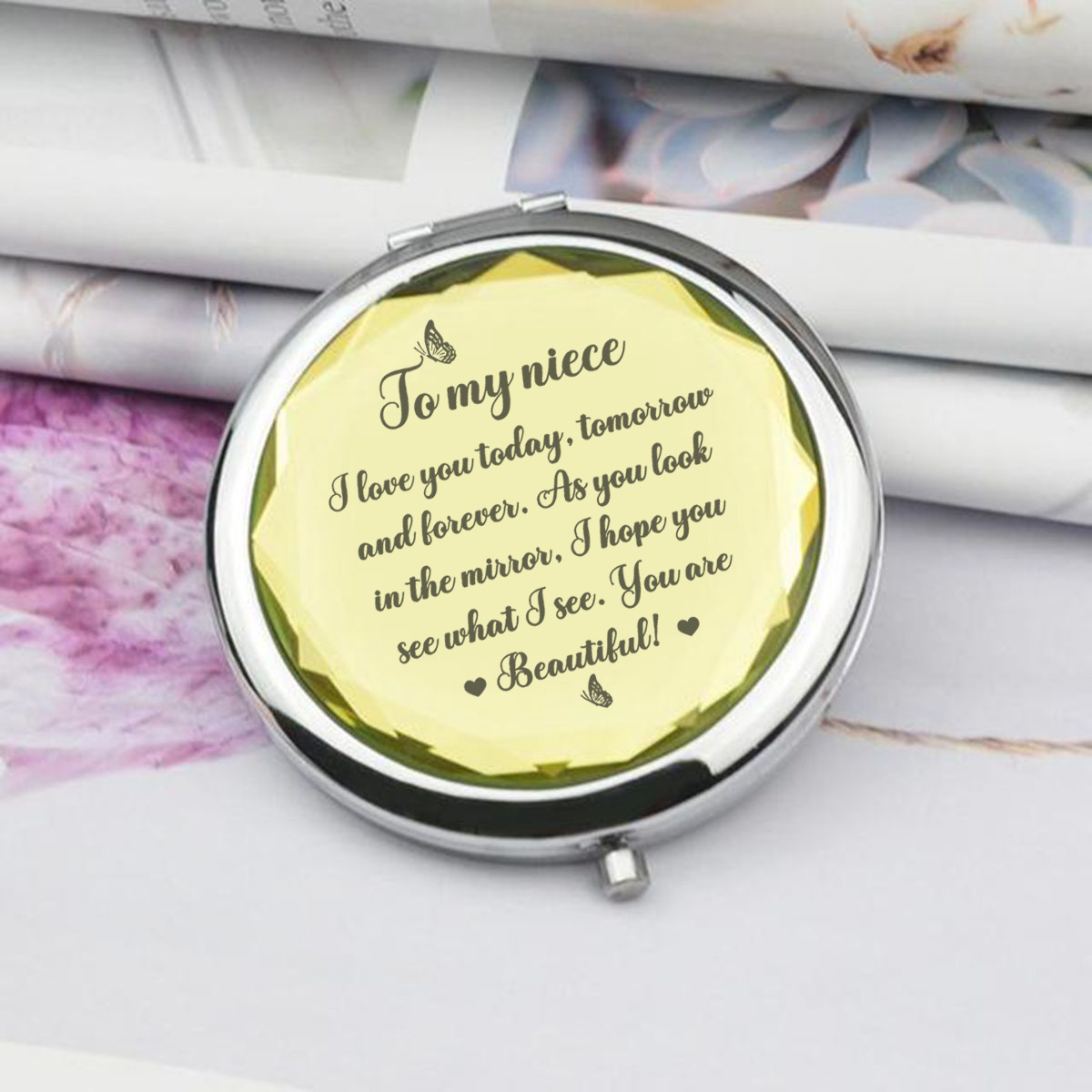 Auntie Gifts from Niece Nephew Appreciation Gift Rose Gold Compact Mirror  Birthday Gifts for Aunt Best Aunt Ever Gifts Aunt Gifts for Mothers Day  Folding Makeup Mirror Thanksgiving Retirement Gifts