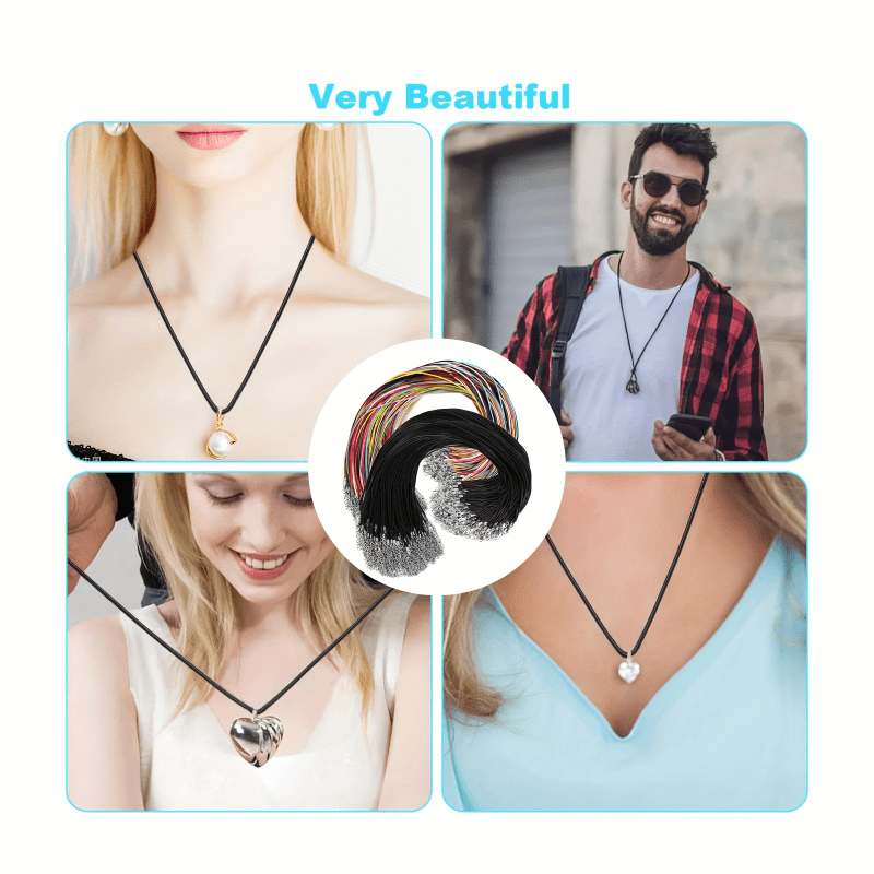 Leather Necklace String With Buckle Black Pendant Necklace - Temu