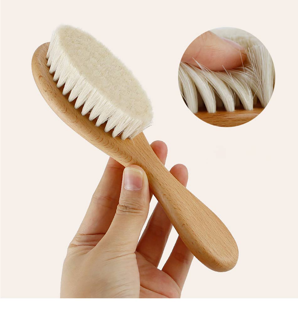 Molylove Cepillo para el cabello del bebé con mango de madera y