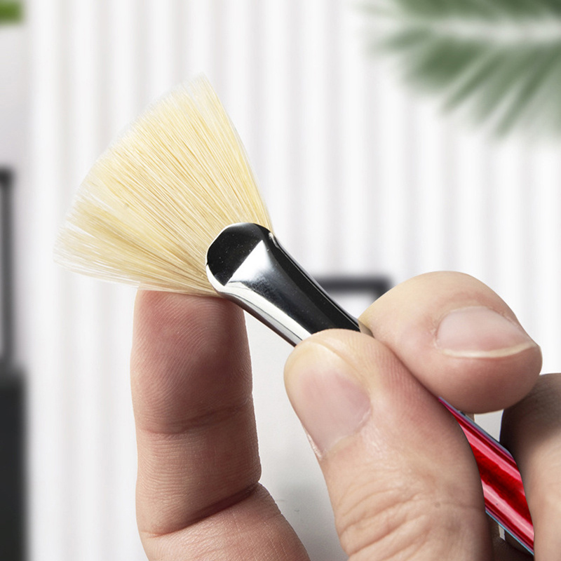 Bristle Fan shape Gouache Paint Brush Long Handle Professional