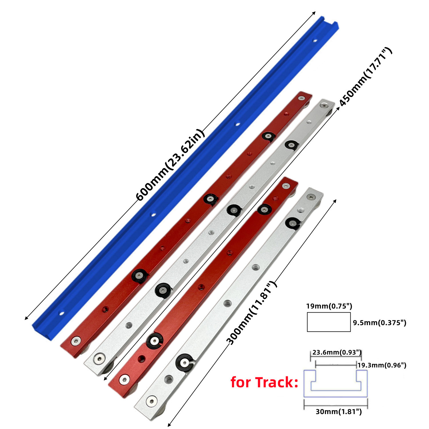 1pc 600mm/23.62 Pouces Chute De Menuiserie Rail T-track T-slot