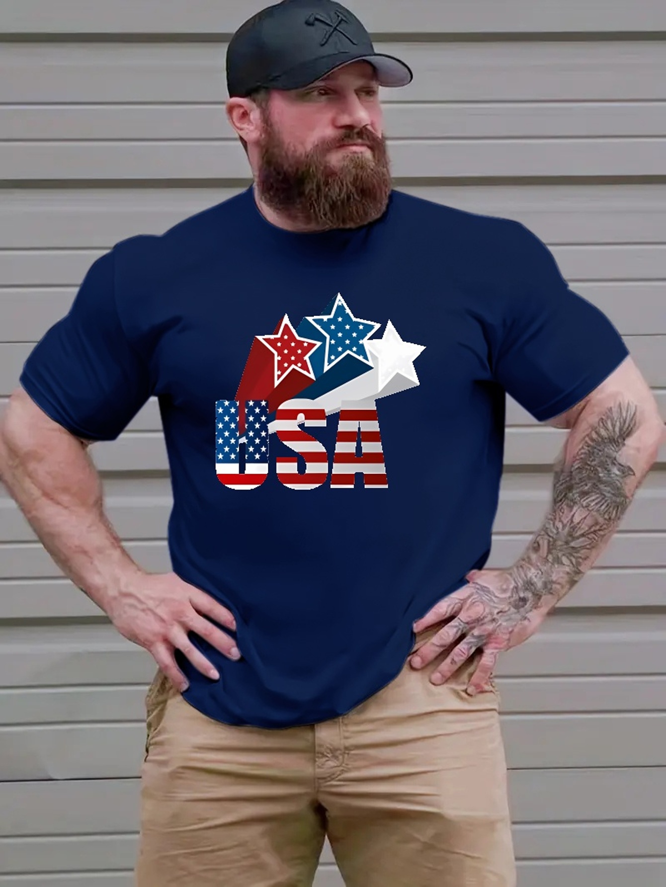 USA Star Graphic Tee - Royal Blue