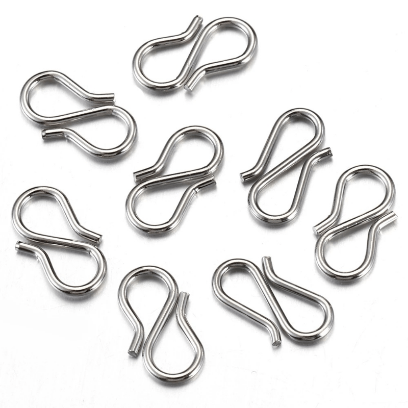 60pcs 2 Colors S-Hook Necklace Clasp 304 Stainless Steel Chain Clasps Metal  S Hooks Clasps Connectors S-Shaped Hook for Necklace Bracelet Jewelry  Making 