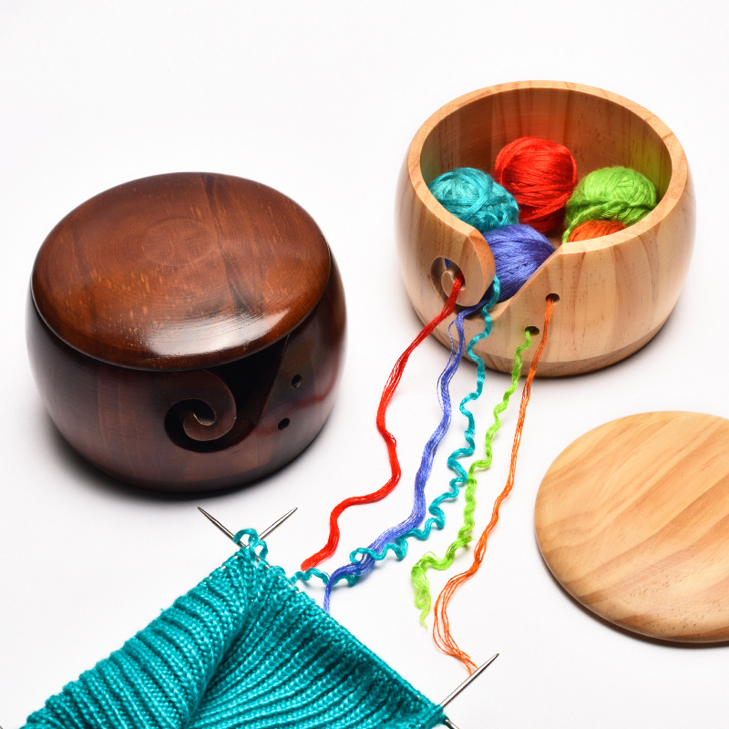 Wooden Yarn Box Yarn Holder Handmade Wooden Yarn Holder With Holes