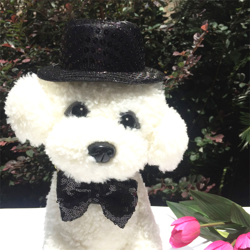 

Pet Hat Bow Tie Set, Adjustable Black Sequin Pet Hat Cap And Bow Tie Dog And Cat Costume For Pet Christmas Birthday Wedding Party Festival Daily